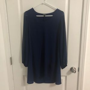 Express Dress Navy/Blue with Sheer Sleeves
